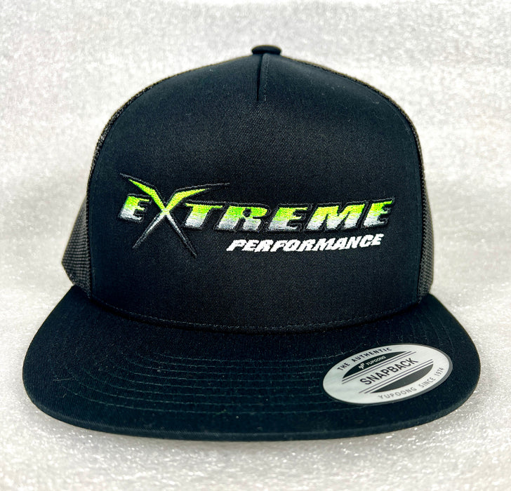 Extreme Performance Black With Green Logo Snap Back Hat