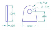 FLAT TAB 5/16" HOLE, 11/16" HEIGHT, 1/8" THICK
